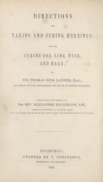 An Seòl air an Glacar agus an Gréidhear an Sgadan; agus air an Gréidhear an Trosg, an Langa, an Traille, agus am Falmair