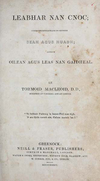 Leabhar nan Cnoc: Comh-chruinneachadh do Nithibh Sean agus Nuadh; airson Oilean agus Leas nan Gaidheal