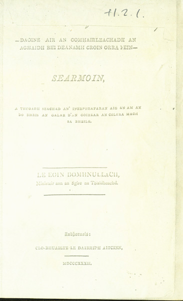 Daoine air an Comhairleachadh an aghaidh bhi Deanamh Croin orra fhein. Searmoin, a Thugadh Seachad an’ Inerpheafaran aig an am an do Bhris an Galar d’an Goirear an Colera Mach sa Bhaile