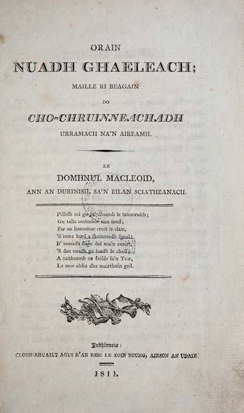 Orain Nuadh Ghaeleach; maille ri Beagain do Cho-chruinneachadh Urramach na’n Aireamh