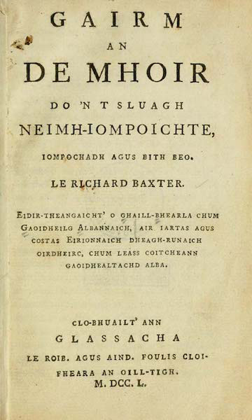 Gairm an De Mhoir do ’n t Sluagh Neimh-Iompoichte, Iompochadh agus Bith Beo le Richard Baxter