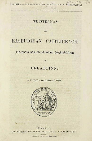 Teisteanas nan easbuigean caitliceach fir-ionaid nan ostal us an co-chuidichean am Breatuinn