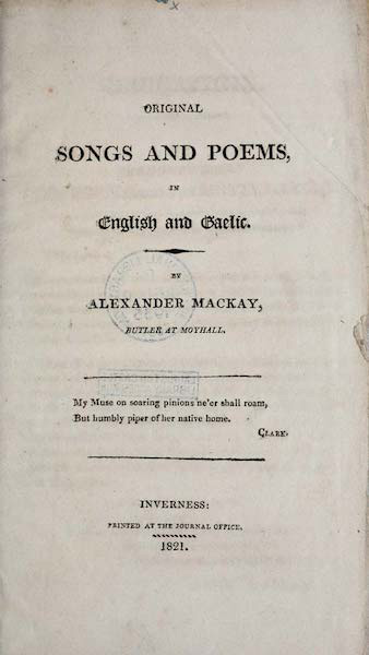 Original songs and poems, in English and Gaelic