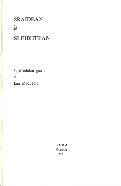 Sraidean is Sleibhtean