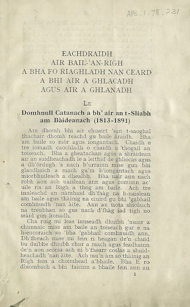 Eachdraidh air Bail-’an-Righ a bha fo riaghladh nan ceard a bhi air a ghlacadh agus air a ghlanadh