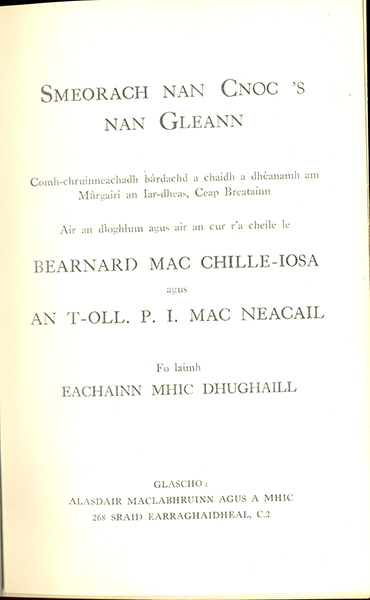 Smeorach nan Cnoc ’s nan Gleann: comh-chruinneachadh bàrdachd a chaidh a dhèanamh am Màrgairi an Iar-dheas, Ceap Breatainn