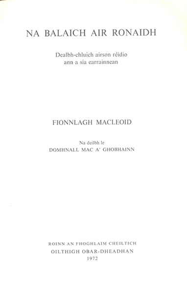 Na balaich air Rònaidh: dealbhchluich airson réidio ann a sia earrainnean