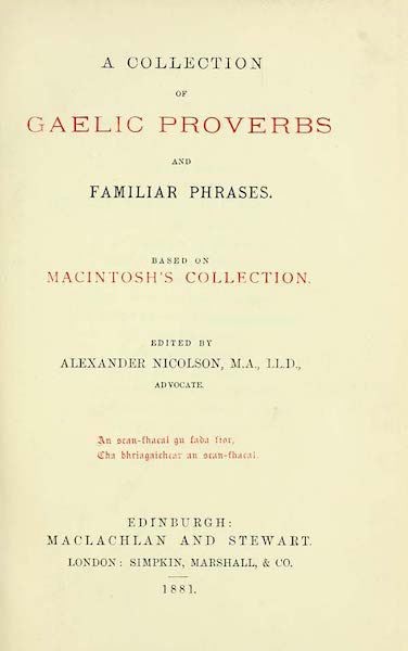 Collection of Gaelic Proverbs and Familiar Phrases